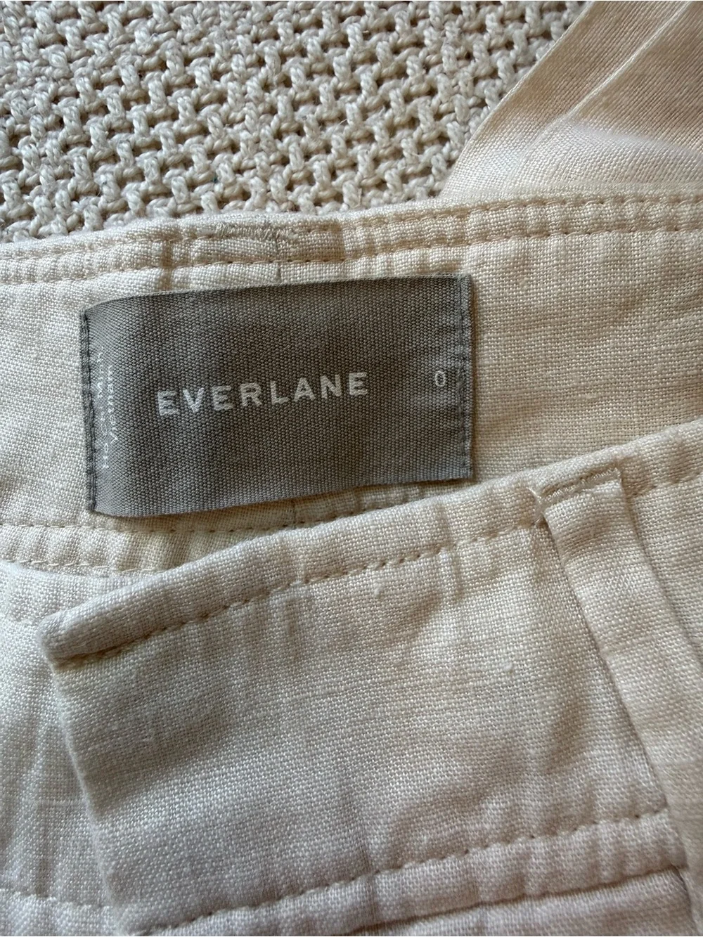 Everlane Way High Drape Linen Pants size 0 cream